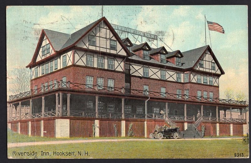 New Hampshire HOOKSETT Riverside Inn with old car - pm1911 Divided Back