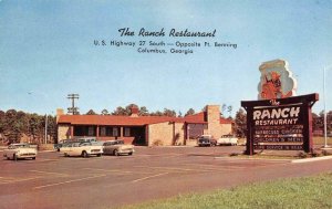 THE RANCH RESTAURANT Columbus, GA Roadside BBQ Chicken c1950s Vintage Postcard