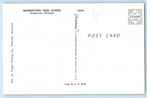 c1960 Georgetown Delaware DE Vintage Postcard High School View Front Building