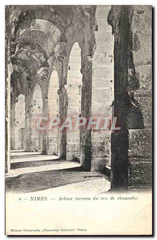 Postcard Old Nimes Arenes arch of ground floor