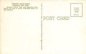 CORNING NEW YORK GLASS CENTER~MUSEUM~SCIENCE HALL~FACTORY POSTCARD c1960s