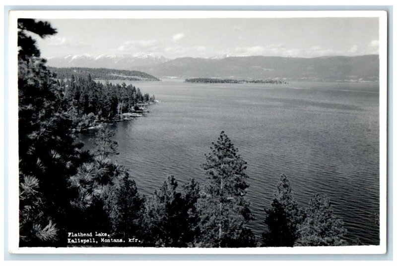 View Of Flathead Lake Kalispell Montana MT RPPC Photo Unposted Vintage Postcard