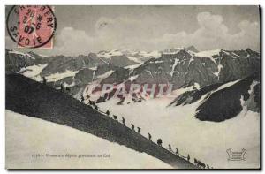 Old Postcard Militaria Alpine hunters climbing a hill