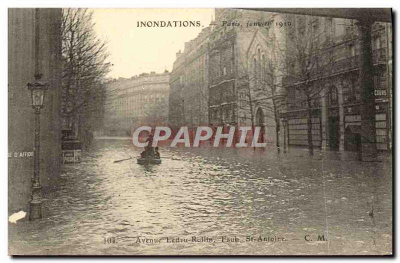 Old Postcard Floods January 1910 Paris Avenue Ledru Rollin Faubourg St Antoine