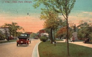 Vintage Postcard 1913 Union Park Recreation Area Monument Chicago Illinois ILL