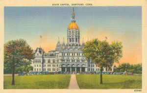 Hartford Connecticut  State Capitol Building Linen Postcard  Unused