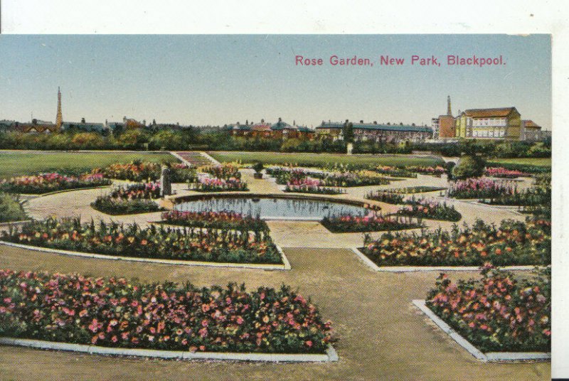 Lancashire Postcard - Rose Garden - New Park - Blackpool - Ref 14164A