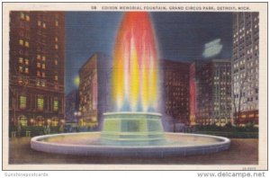 Michigan Detroit Edison Memorial Fountain Grand Circus Park Curteich