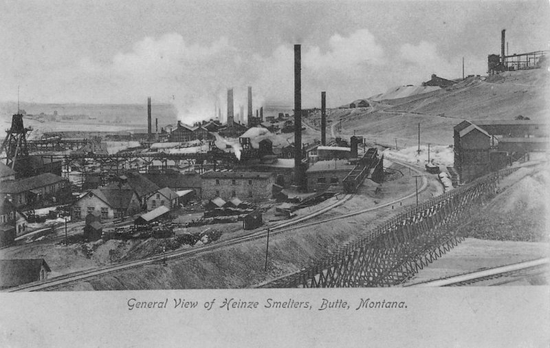 General View of Heinze Smelters BUTTE Montana Mining c1900s Vintage Postcard