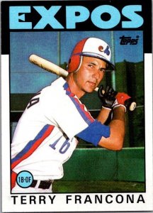 1986 Topps Baseball Card Terry Francon Montreal Expos sk10760