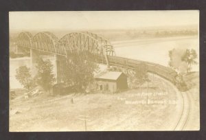 RPPC BISMARCK NORTH DAKOTA ND RAILROAD TRAIN BRIDGE REAL PHOTO POSTCARD