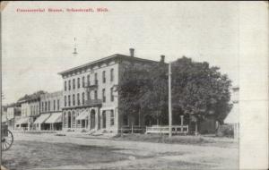 Schoolcraft MI Commercial House c1910 Postcard