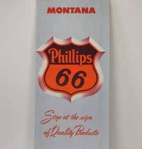 Circa 1950 Montana Road Map Phillips 66 Petroleum Company Advertising