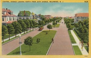 Vintage Postcard 1930's Central Avenue Looking North 26th Avenue Wildwood NJ