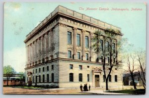 Indianapolis Indiana~Masonic Temple St View~Columns~Beaux-Arts~1909 Postcard