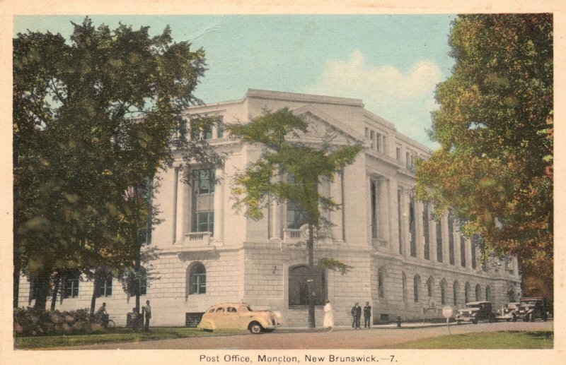 Vintage Postcard 1920's Post Office Moncton New Brunswick Canada CAN