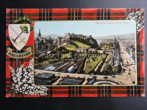 Scotland MACGREGOR TARTAN & ARMS Edinburgh Castle c1911 by Valentine