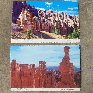 BRYCE CANYON NATIONAL PARK Utah, Temple of Osiris Peek-a-boo Trail 2x Postcards