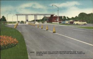 Maximo Point Toll Station Pinellas & Manatee Counties LINEN Postcard