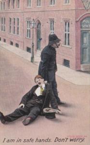 Bamforth Humour Drunk Man Being Pulled By Policeman I Am In Safe Hands Don't ...