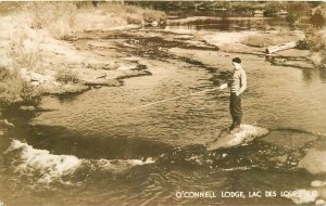 Postcard RPPC Canada O'Connell Lodge Lac Des Loves Quebec Fishing 23-4250