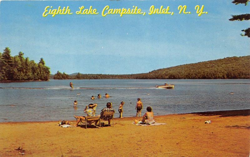 Inlet New York~Eighth Lake Campsite-Beach Scene~Adirondacks~Hamilton County~'50s