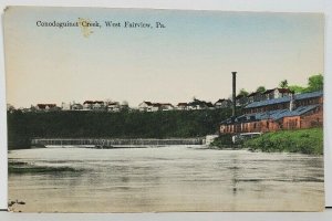 West Fairview PA Conodoguinet Creek, Dam, Harrisburg Nail Works Postcard M9