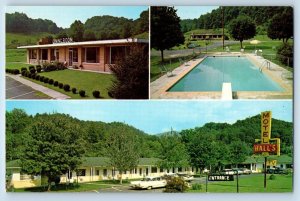 Cherokee North Carolina NC Postcard Hall's Motel And Dining Room Multiview