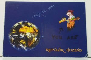 I Fly To You Boy on Bird Flying to Earth Jozef Schibik Hungary Postcard F11