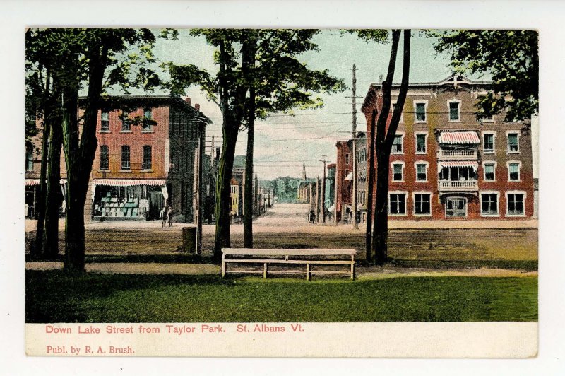VT - St. Albans. Taylor Park View Down Lake Street ca 1905