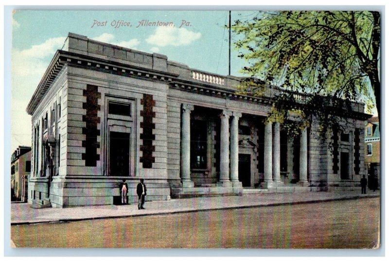 c1910's Post Office Building Street Entrance Allentown Pennsylvania PA Postcard