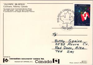 Olympic Winter Games 1988 Rings Calgary Alberta AB Olympics Postcard D39