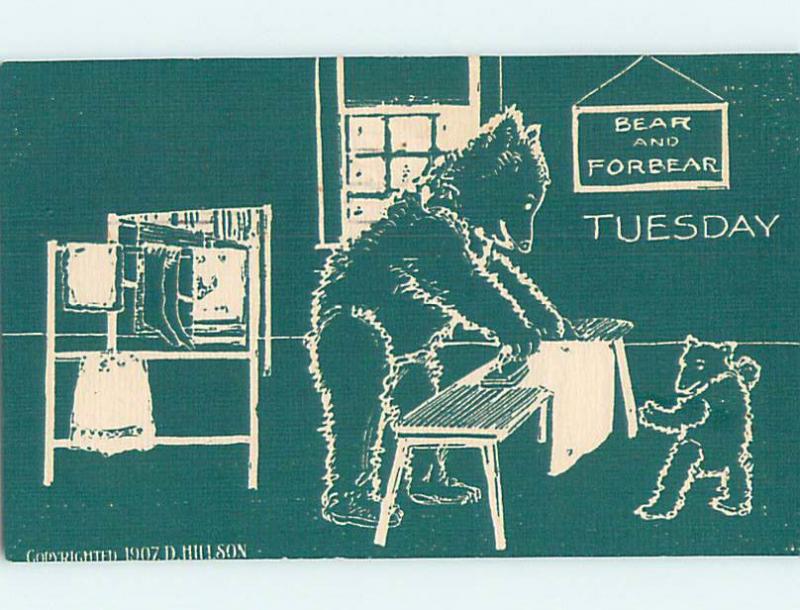Pre-Linen housework HUMANIZED BEAR DOES IRONING ON TUESDAY HJ4899