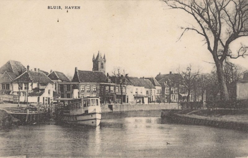 Sluis Haven Holland Antique Postcard