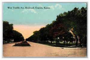 Postcard West Twelfth Ave. Boulevard Emporia Kansas Vintage Standard View Card 