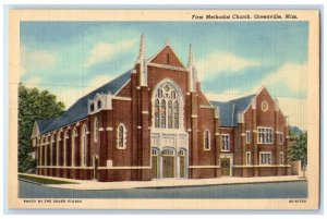 c1940 First Methodist Church Downtown Exterior Greenville Mississippi Postcard