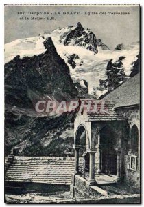 Old Postcard Dauphine La Grave Church Terraces and the Meije