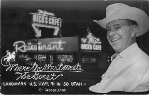 Postcard Utah St, George Utah Dick's Cafe restaurant Angeleno RPPC 23-2394