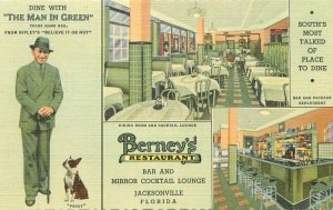 Florida Jacksonville Berney's Restaurant Postcard Interior Teich linen 22-1976