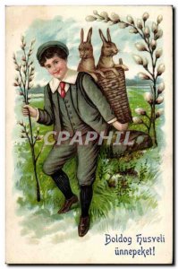 Fantasy - Child - Sweet little boy with basket of rabbits - rabbits - (Hungar...