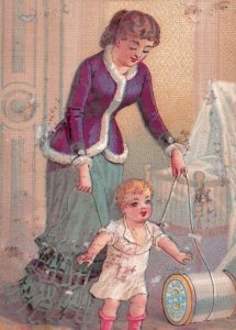 1880s Die-Cut Spool Clark's Cotton Thread Mother & Child F124