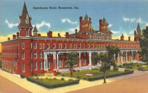 BRUNSWICK, GA Georgia  OGLETHORPE HOTEL  Roadside c1940's Tichnor Linen Postcard