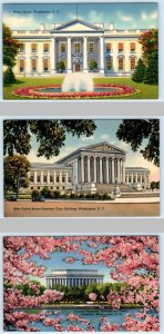 3 Postcards WASHINGTON D.C. ~ White House SUPREME COURT Lincoln Memorial 1940s