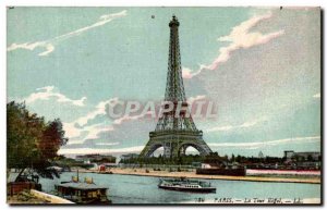 Old Postcard Paris Eiffel Tower La Peniche