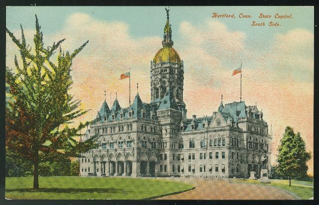 CT Hartford State Capitol South Side Vintage Hugh C Leighton Postcard