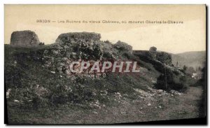 Old Postcard Brion The ruins of the Old Castle or Charles the Bald Died