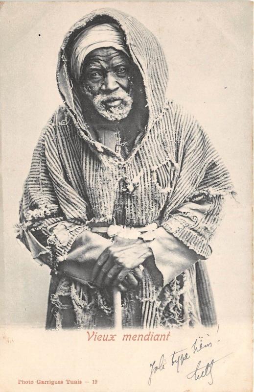 B84779 vieux mendiant tunisia   folklore types beggars africa