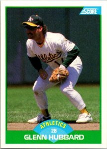 1989 Score Baseball Card Glenn Hubbard Oakland Athletics sk20830