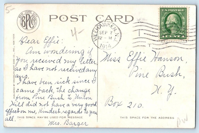 1914 Water Tower Reservoir From Union Hill New Jersey NJ Clifton Park Postcard