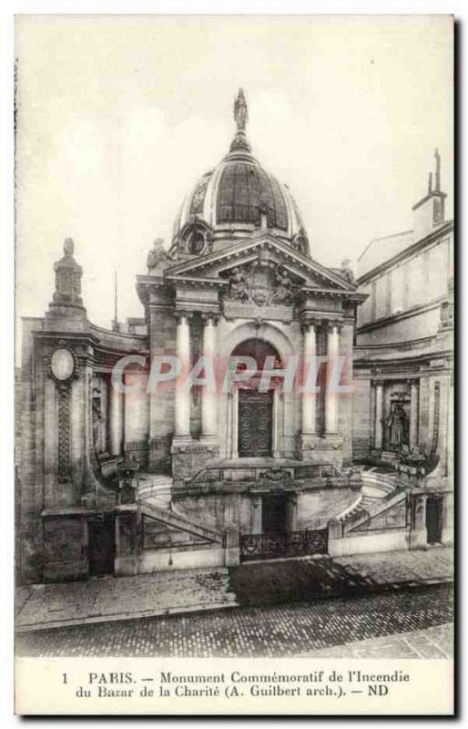 Paris - Monument & # 39Incendie the Bazar de la Charite - Old Postcard